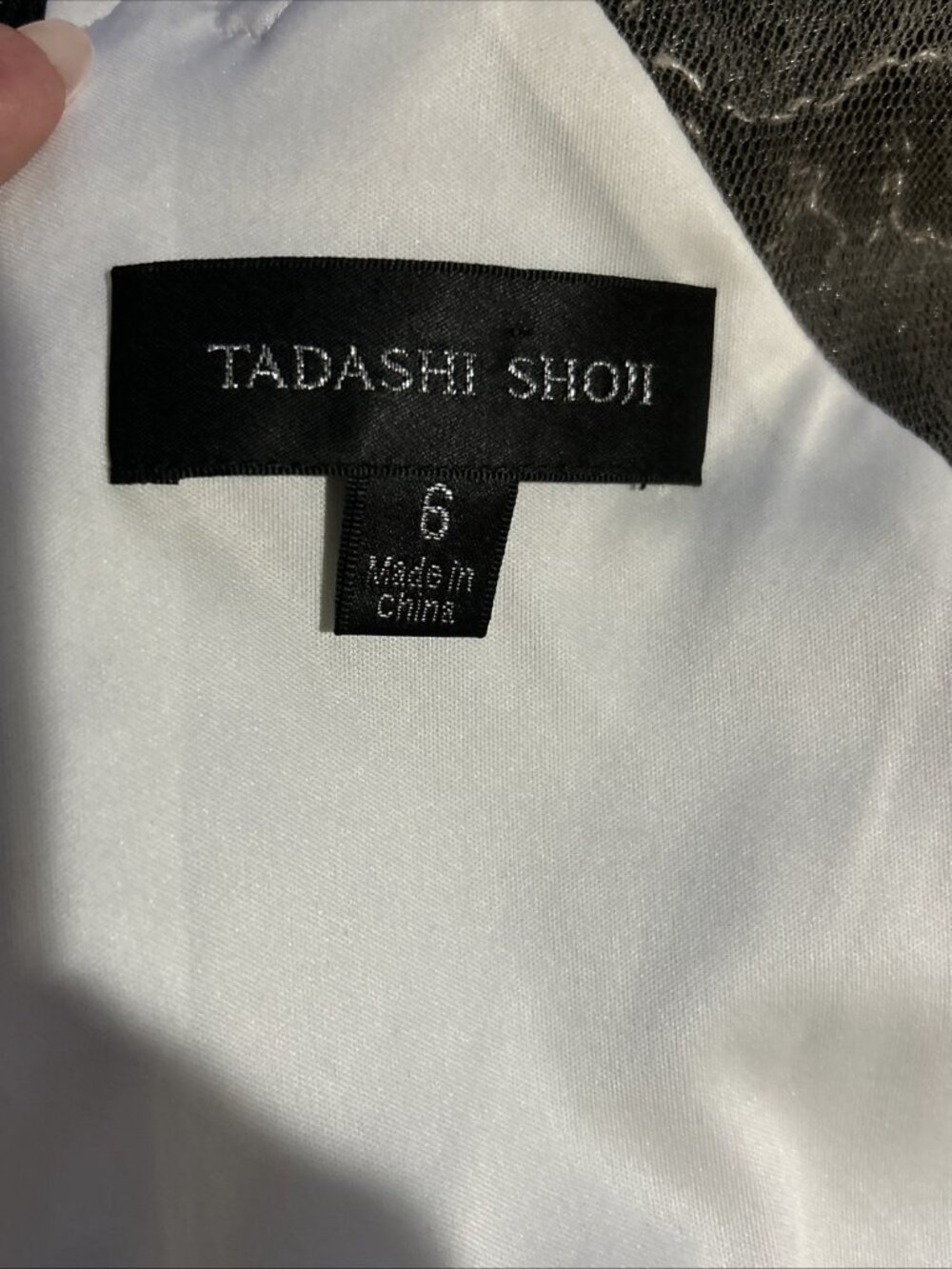 Tadashi Shoji Dress Peony Embroidered Lace Stretch Dress Black Ivory Nude 6 New - Picture 13 of 14